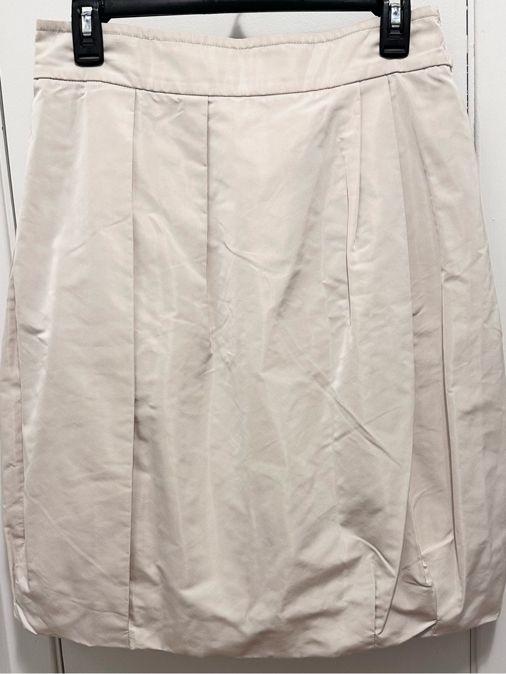 Lida Baday Beige Khaki Silk Puff Bubble Lined Skirt 8 Parachute Knee length